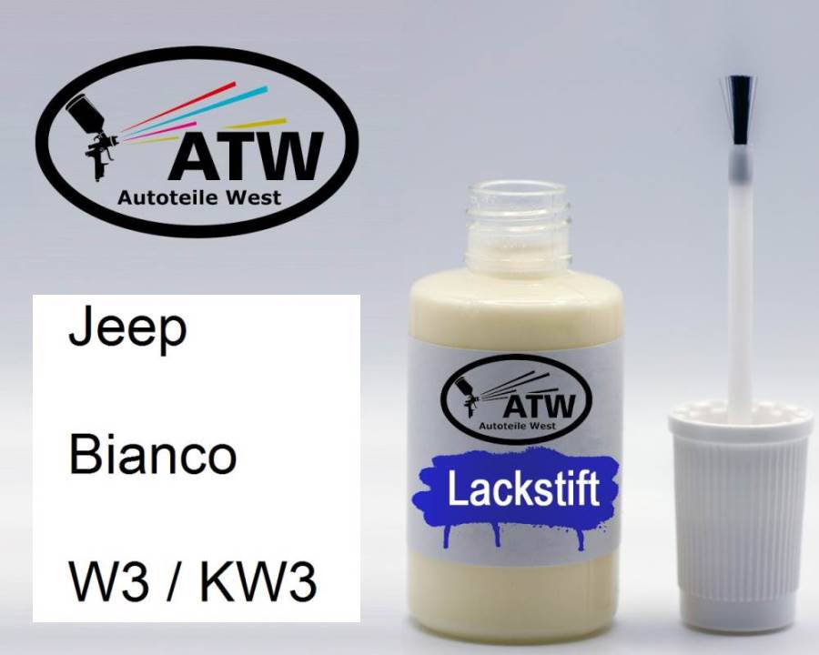 Jeep, Bianco, W3 / KW3: 20ml Lackstift, von ATW Autoteile West.